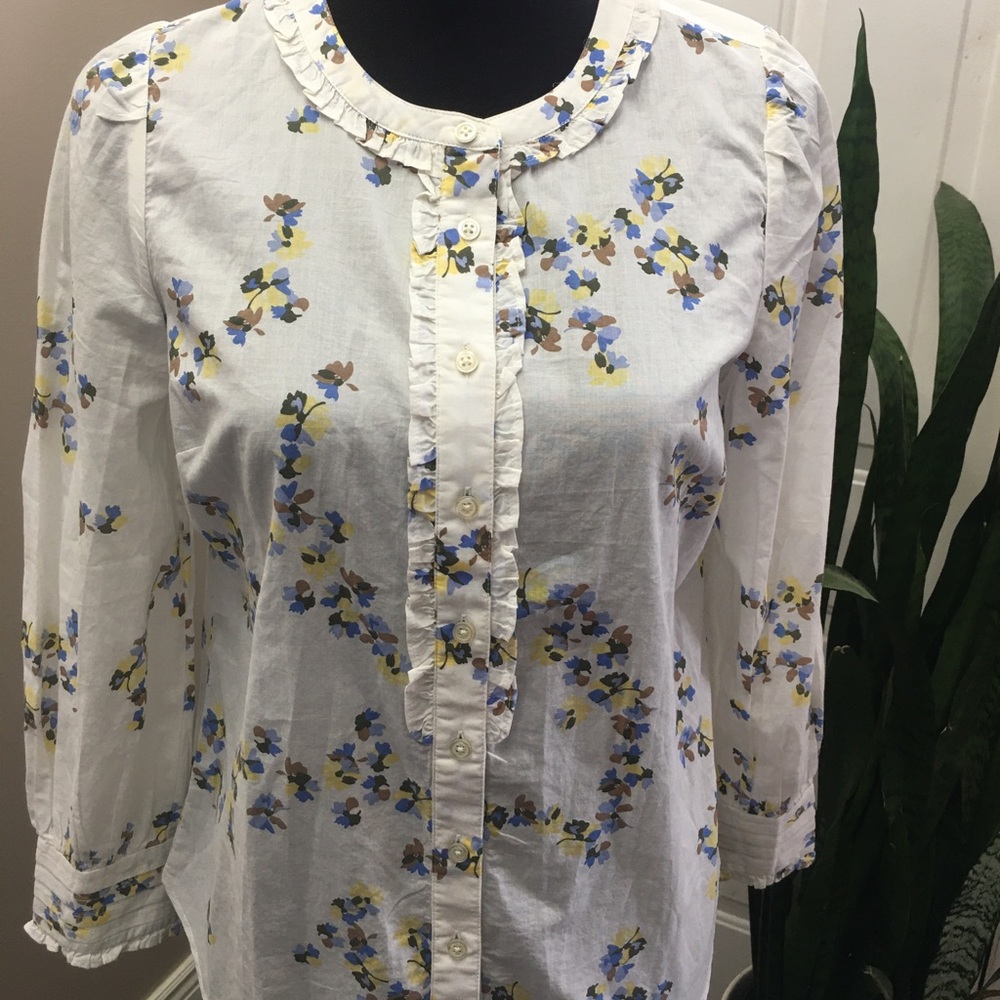 Talbots - White with floral pattern blouse